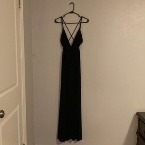 Windsor long black slit dress